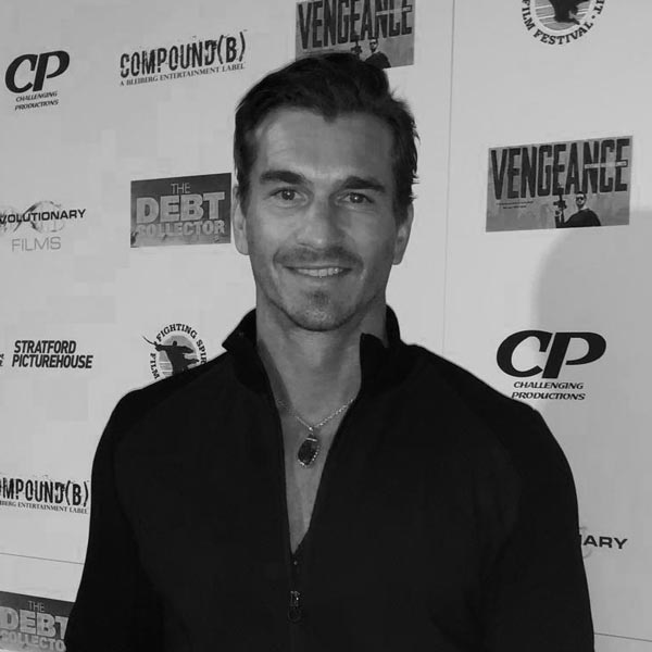 Black and White Portrait of Justin Tinto