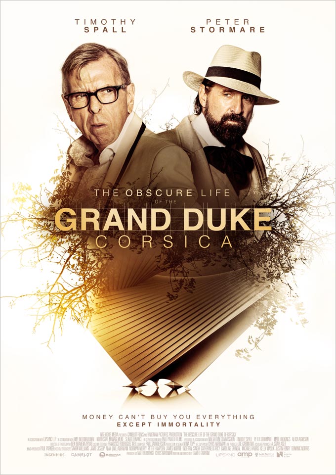 A graphic film poster for the grand duke or corsica with Timothy Spall and Peter Stormare